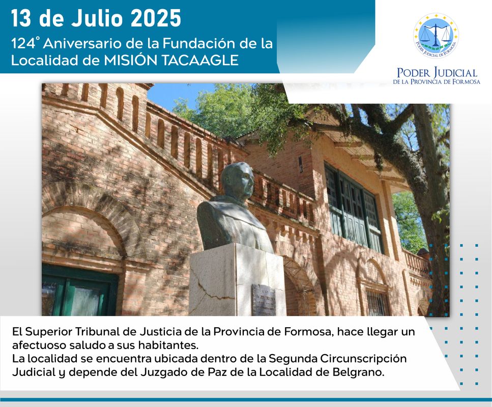 Efemérides - 124º Aniversario localidad Misión Tacaaglé