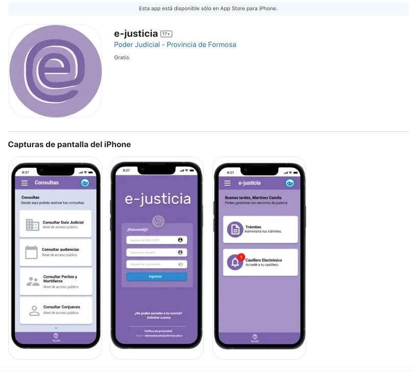 App e-justicia disponible para iOS