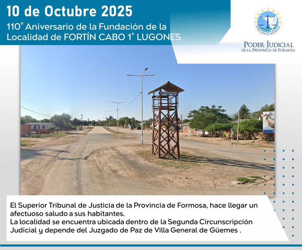 Efemérides - 110º Aniversario localidad Fortín Lugones