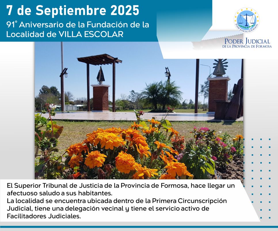Efemérides - 91º Aniversario Localidad Villa Escolar