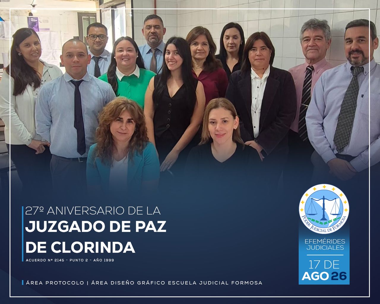 Efemérides - 27º Aniversario Jgdo. de Paz Clorinda