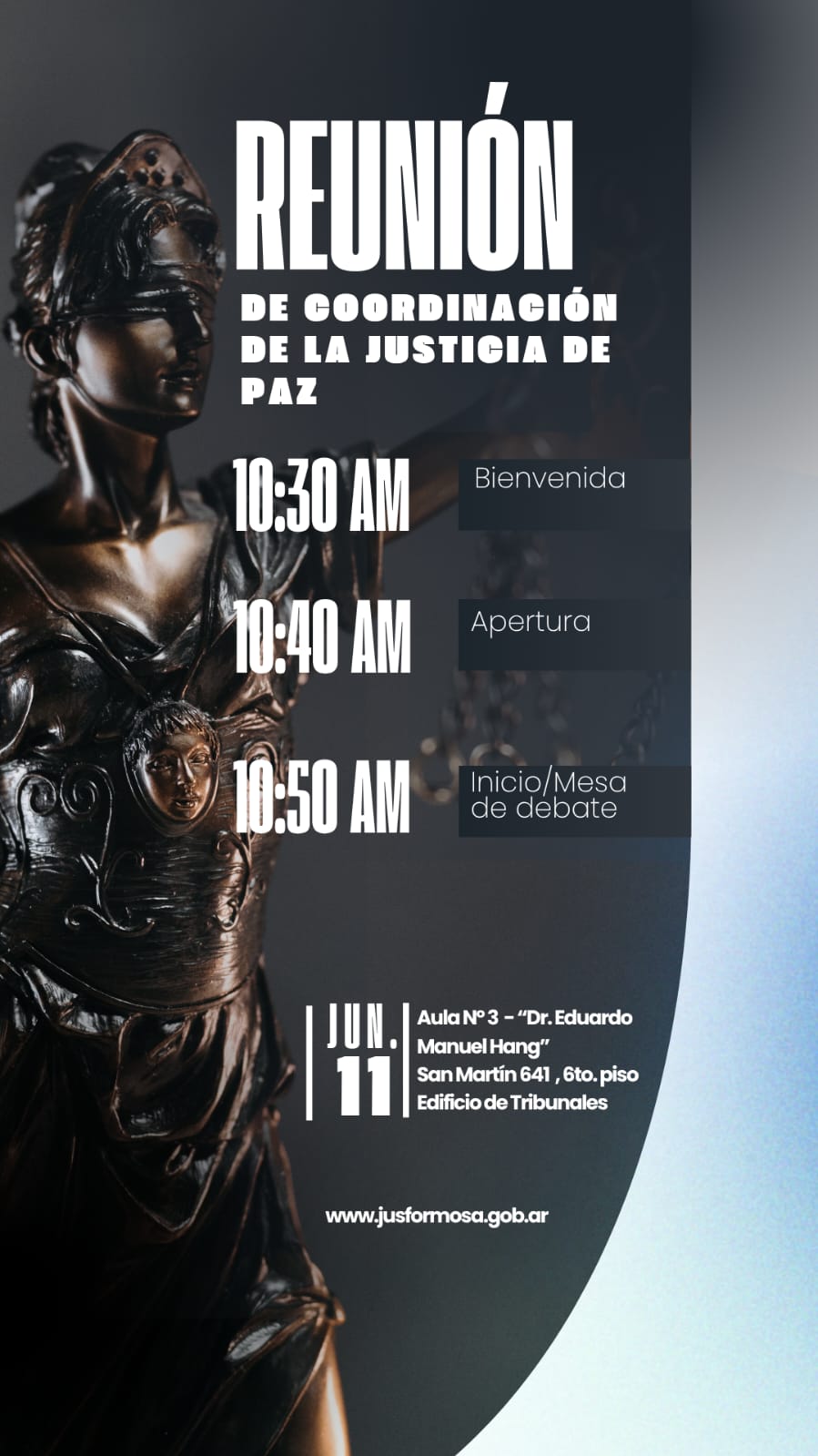 Flyer reunción de Justicia de Paz